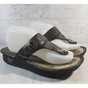 Alegria flip flop sandals shoes silver metallic 41